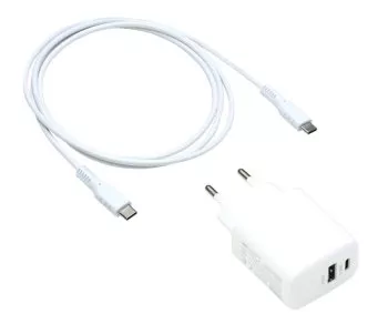 Adattatore di ricarica USB PD/QC 3.0 con cavo C-C, bianco 20W, 3,6V~5,9V/3A; 6~9V/2A; 9V~12V/1,5A